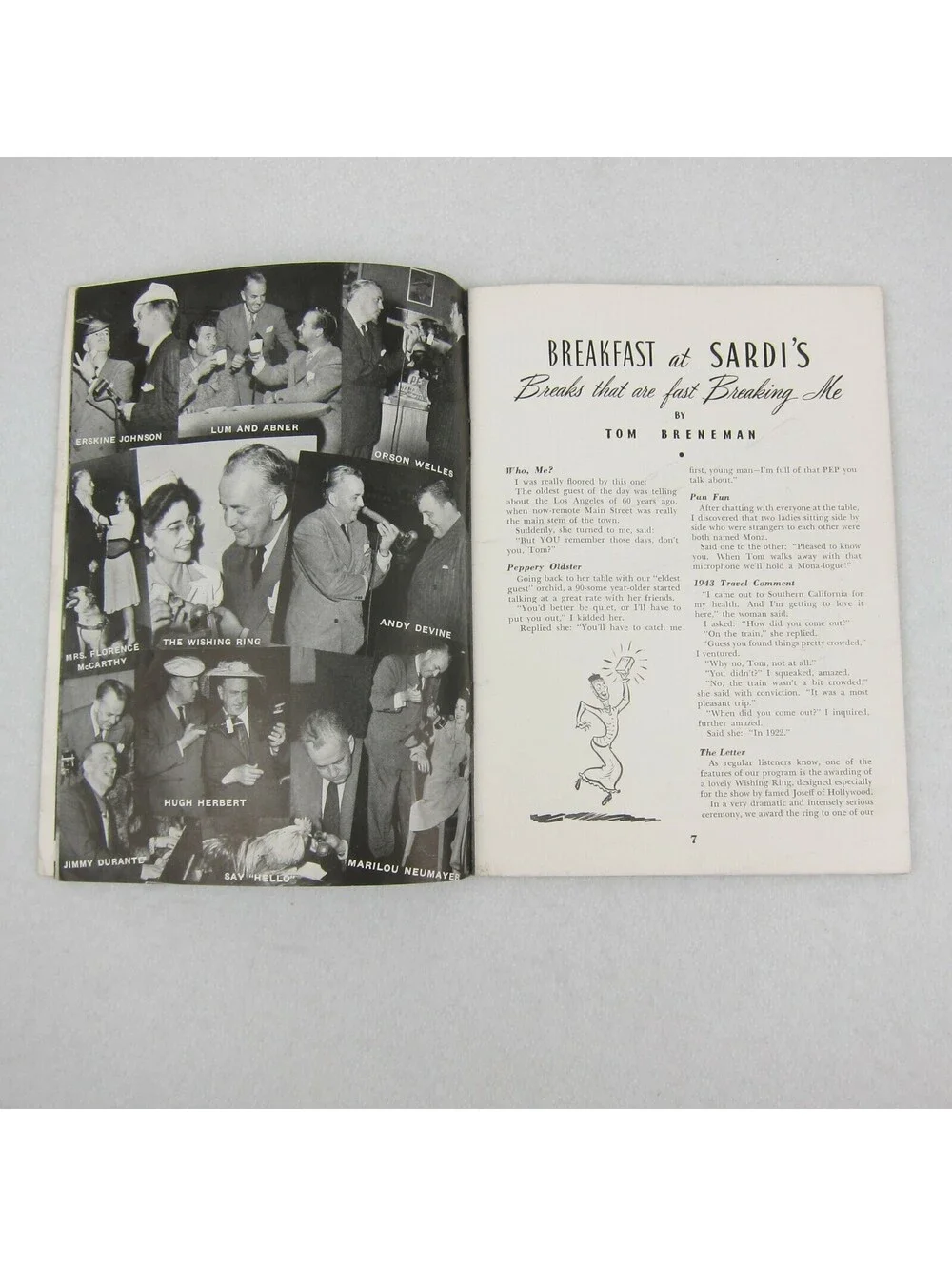 Vintage 1943 Tom Breneman 200,000 For Breakfast at Sardi's Book Jokes & Stories